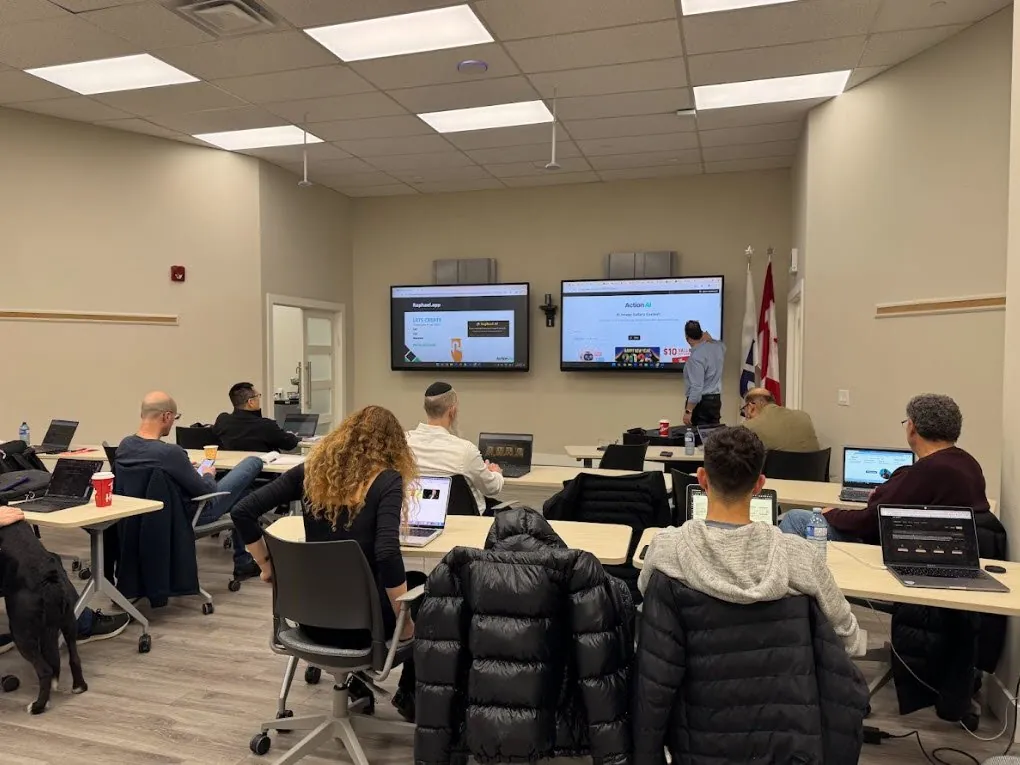 Students learning AI in person at the YEDI classroom in North York, Toronto